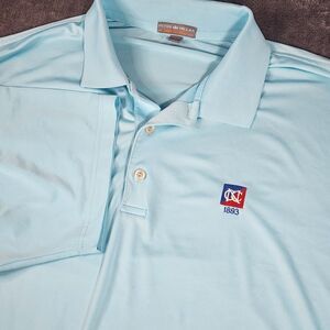 Peter Millar Summer Comfort Polo Newport Country Club Logo Men’s XL Blue Golfing